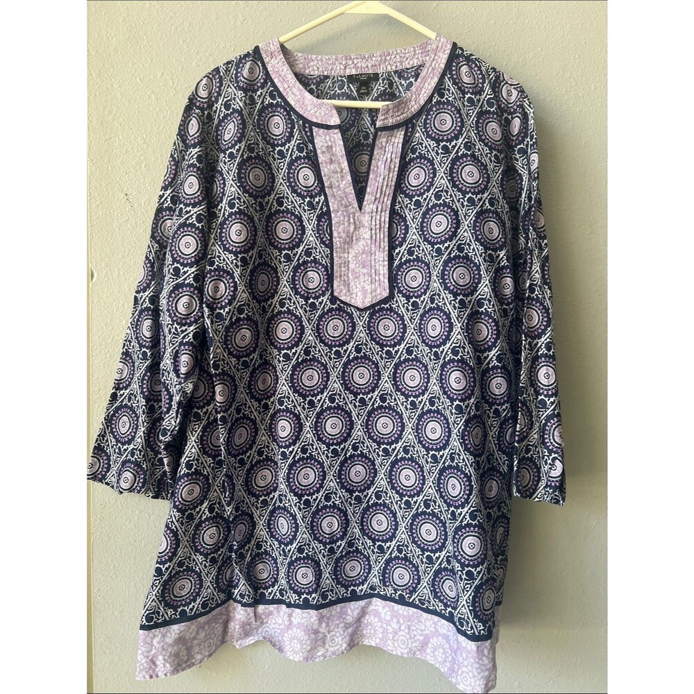 Talbots Navy and Lavender Medallion Tunic